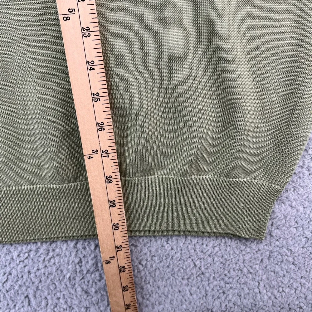 Brooks Brothers Mens XXL V-Neck Sweater Silk Cotton Blend Olive Green L/S